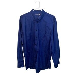 Pure Stuff by Nordstrom Men’s Dress Shirt, Navy Blue, Size Large, 30” Length